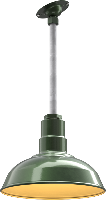 El Segundo Color Hunter Green Interior Color Brass with a 12" Sloped Stem