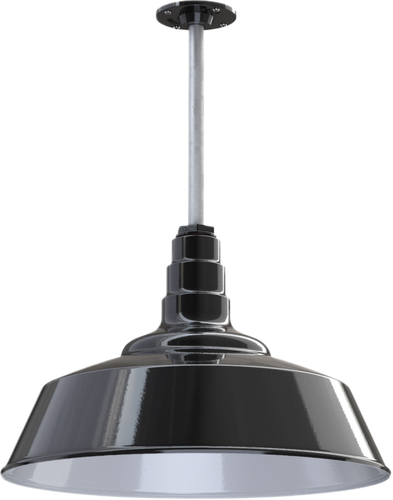 Manhattan Color Black Interior Color White with a 12" Galvanized Stem