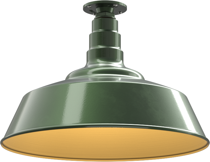 Manhattan Color Hunter Green Interior Color Brass with a Flush Mount