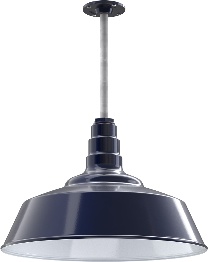 Manhattan Color Navy Blue Interior Color White with a 12" Galvanized Stem