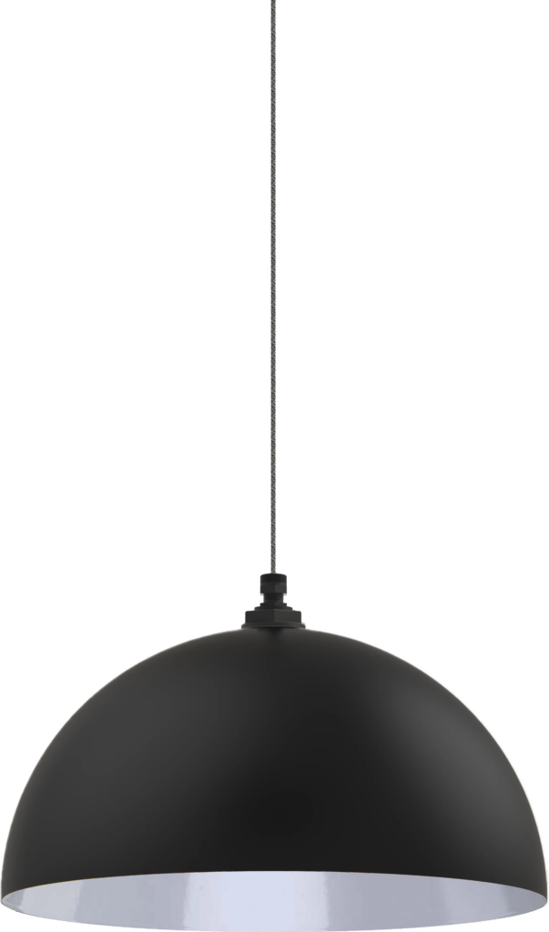 Melrose Color Matte Black Interior Color White with a 4 ft Gray Tweed Cloth Cord