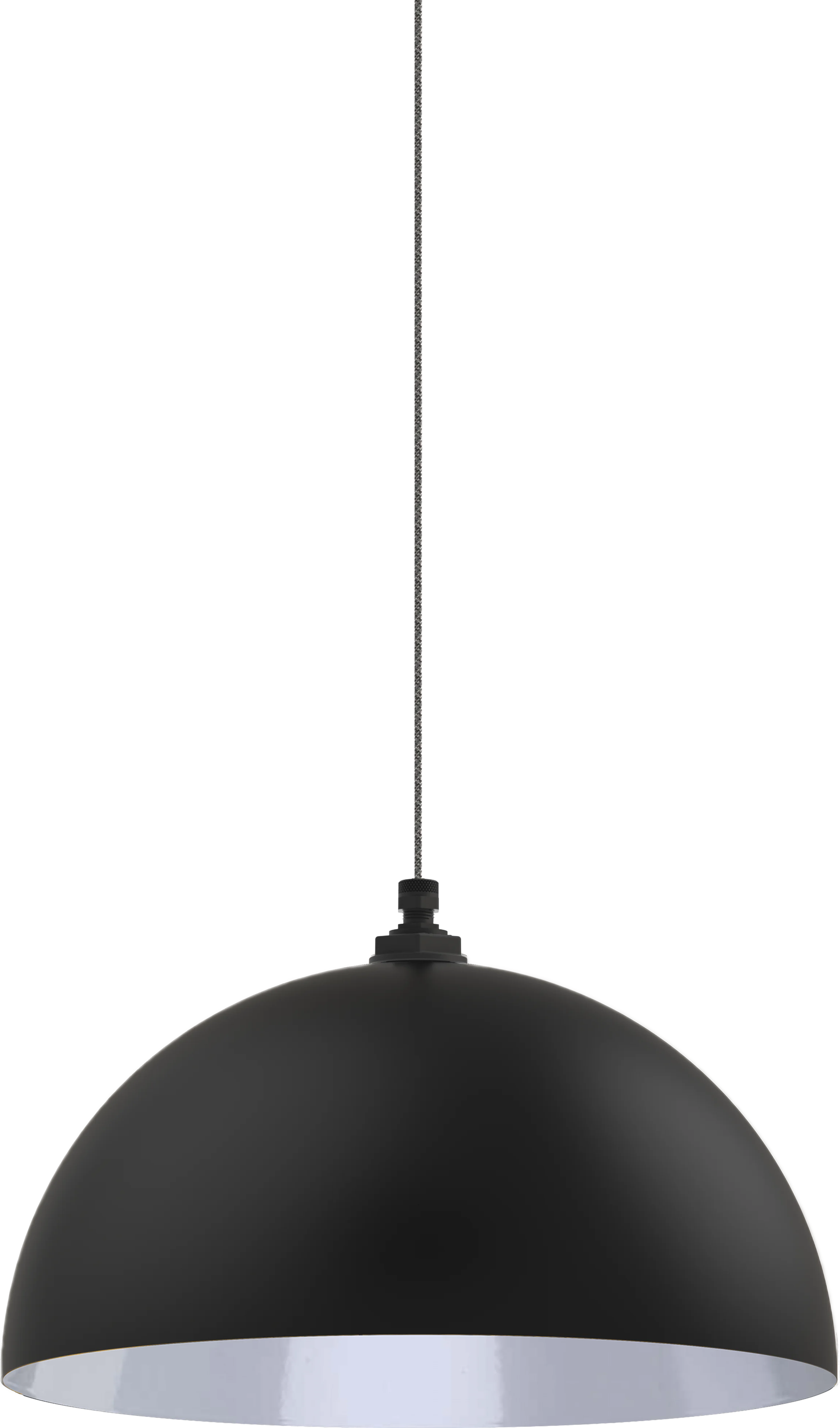 Melrose Color Matte Black Interior Color White with a 4 ft Gray Tweed Cloth Cord