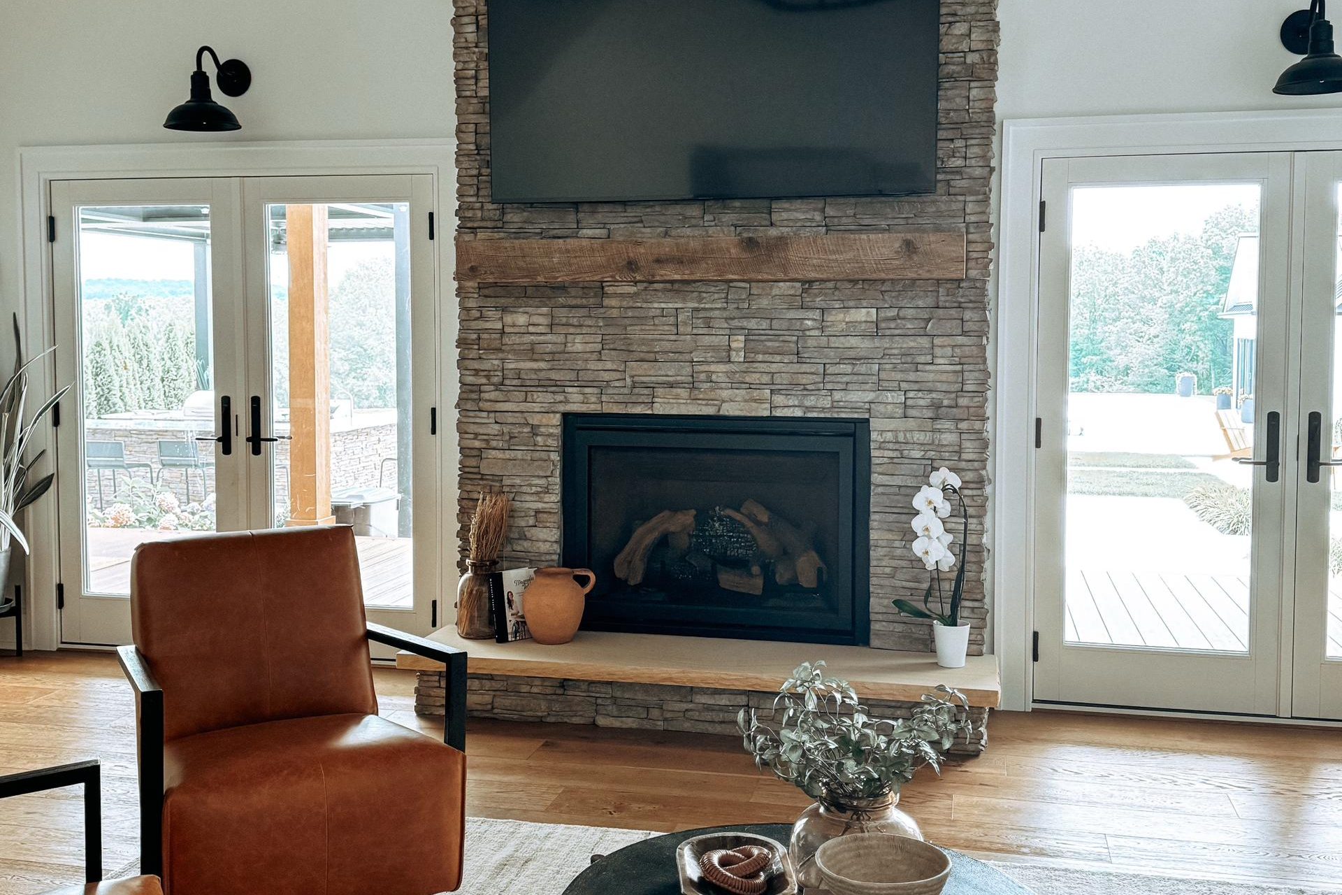 Barn Lights for a Traditional-style living room