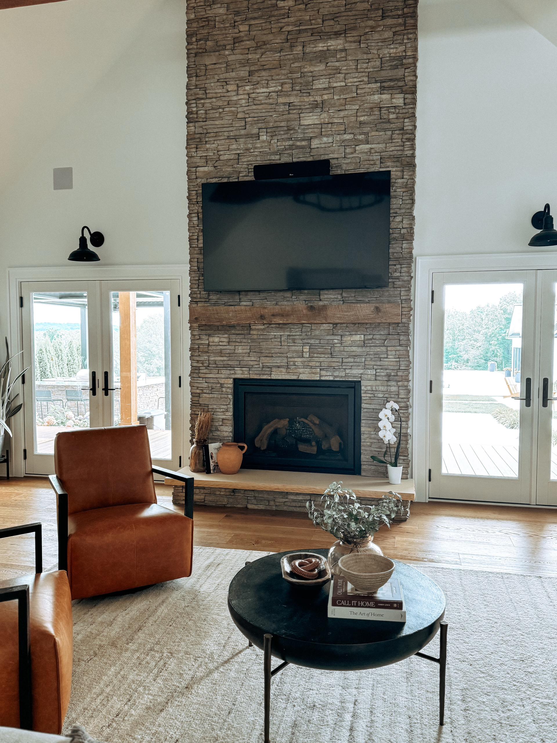 Barn Lights for a Traditional-style living room