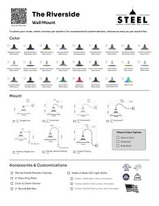 Riverside wall mount lighting options with various colors, mounts, and accessories for custom exterior illumination.