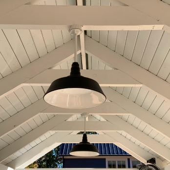 Matte Black Manhattan Farmhouse Pendant Light with White Stem 