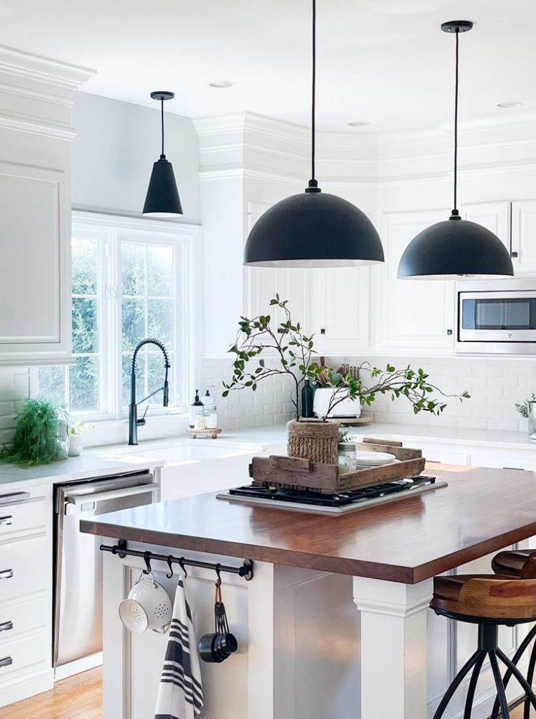 The Laurel and Brentwood Emitting Cool Lighting in a Kitchen
