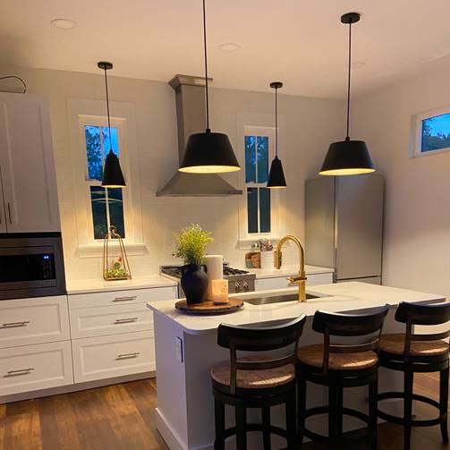 The Magnolia Kitchen Island Light and the Laurel Over the Sink Light