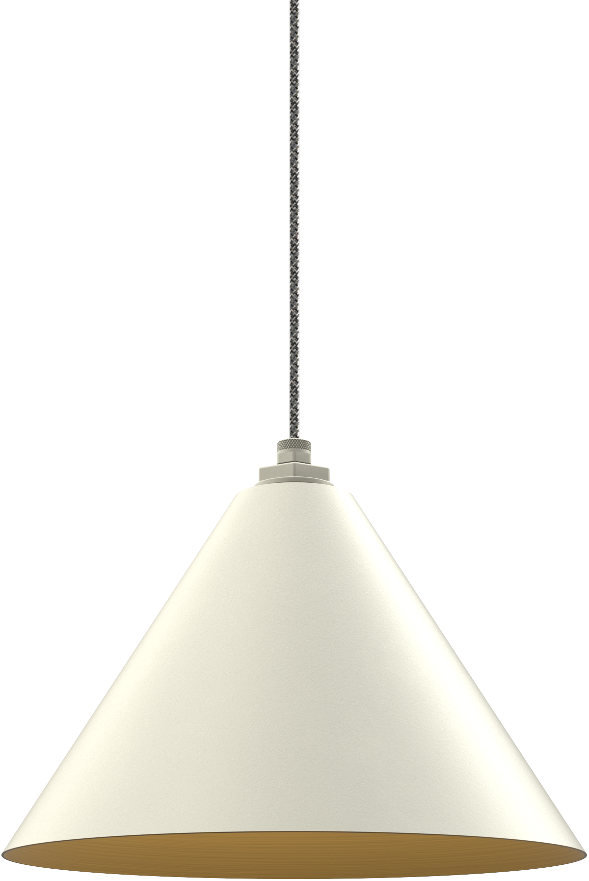 Modern cone-shaped pendant light with a sleek design, perfect for contemporary interiors.
