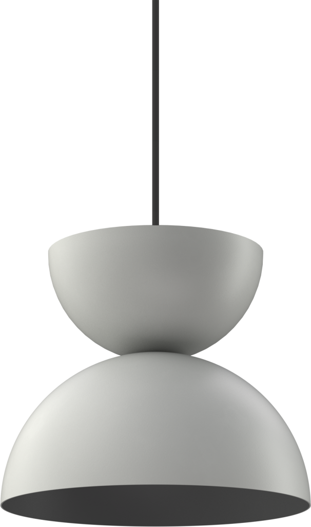 Modern gray pendant light fixture with a sleek, minimalist design.