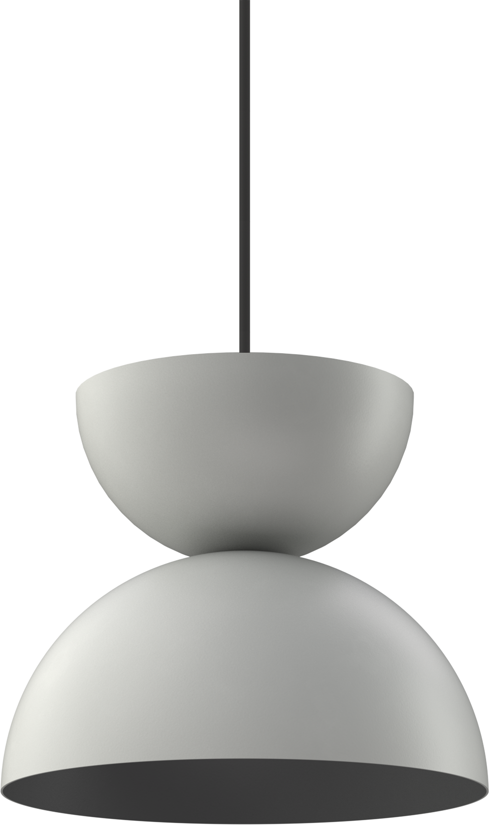 Modern gray pendant light fixture with a sleek, minimalist design.