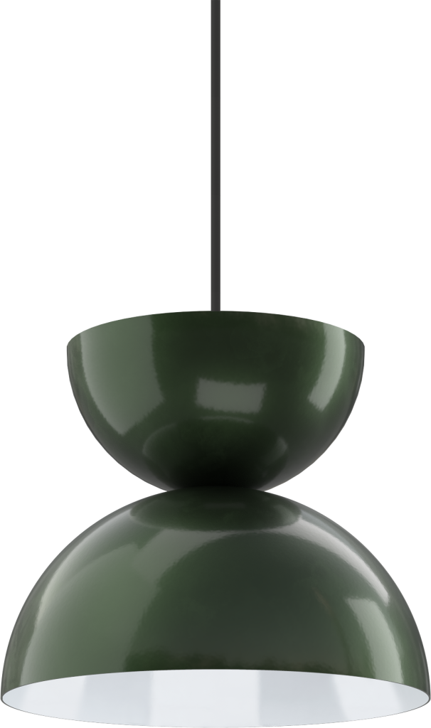Green dome pendant light with a sleek black cord, ideal for modern interiors.