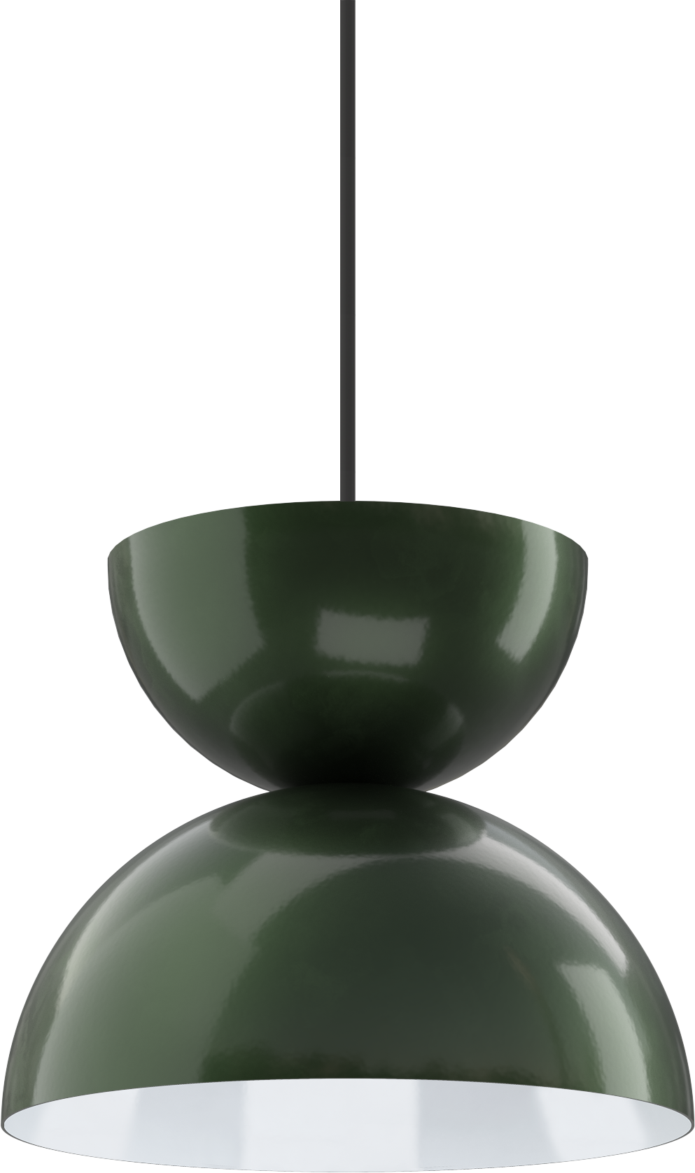 Green dome pendant light with a sleek black cord, ideal for modern interiors.