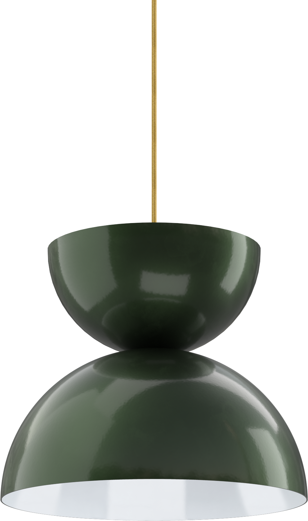Modern green metal pendant light fixture with a sleek design for stylish interior spaces.