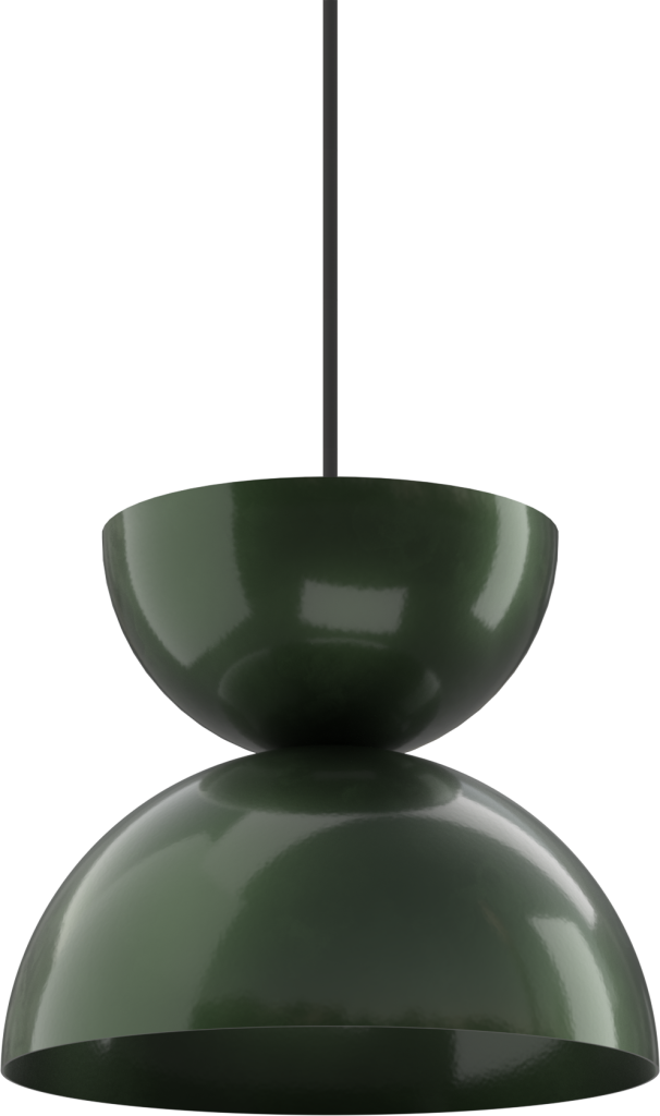 Modern green pendant light with sleek design, ideal for contemporary interior spaces and kitchen lighting.