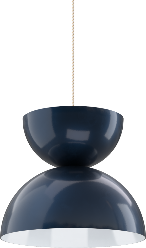 Sleek navy pendant light fixture with a modern design, perfect for enhancing interior spaces.