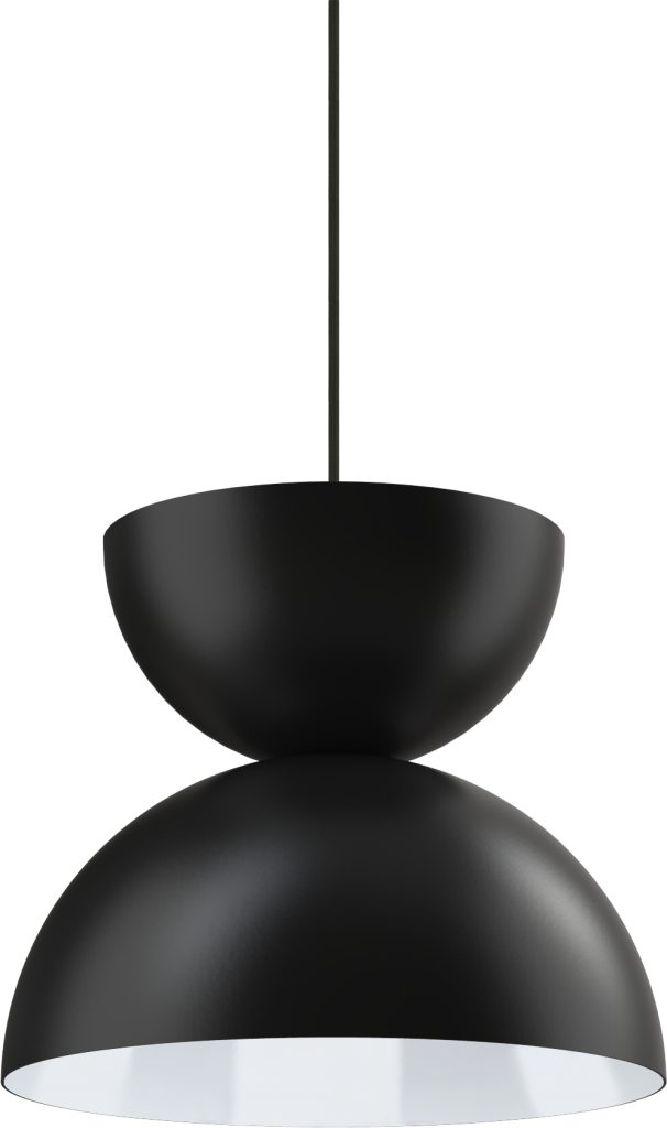Sleek black pendant light fixture with modern design, perfect for contemporary kitchen or dining areas.
