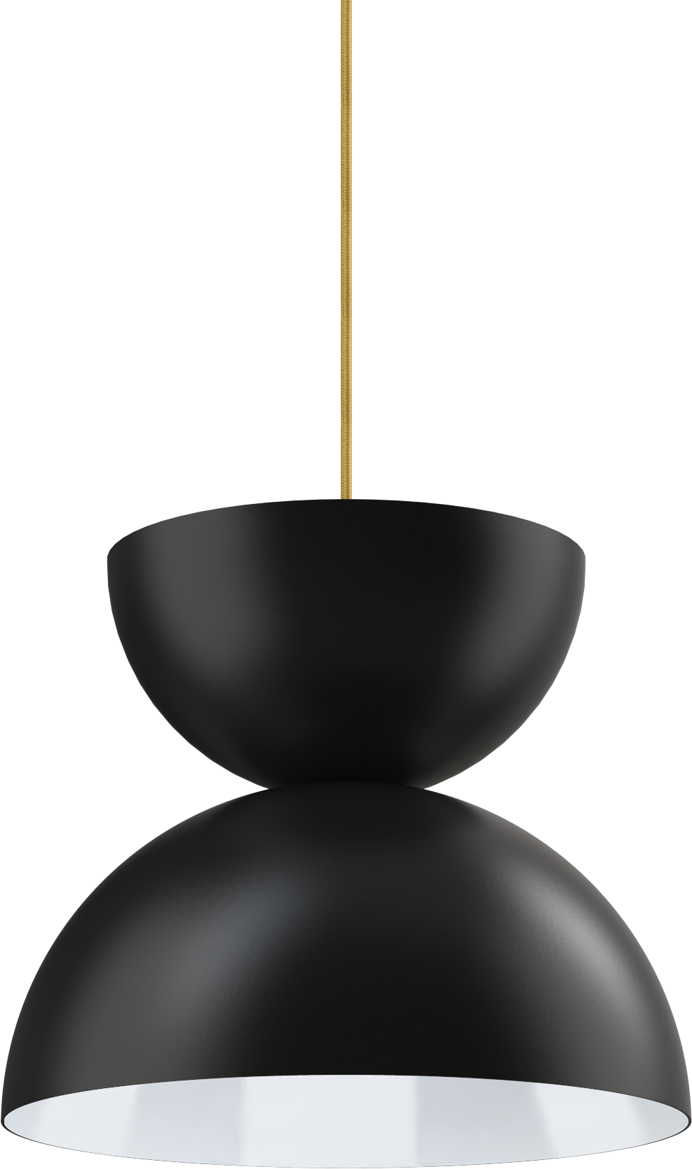 Sleek black pendant light with a modern design, perfect for kitchen or dining room ambience.