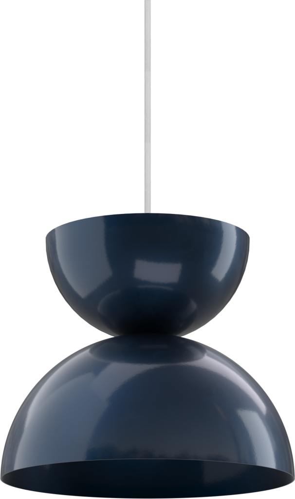 Modern blue pendant light with a sleek design, ideal for kitchens and contemporary spaces.