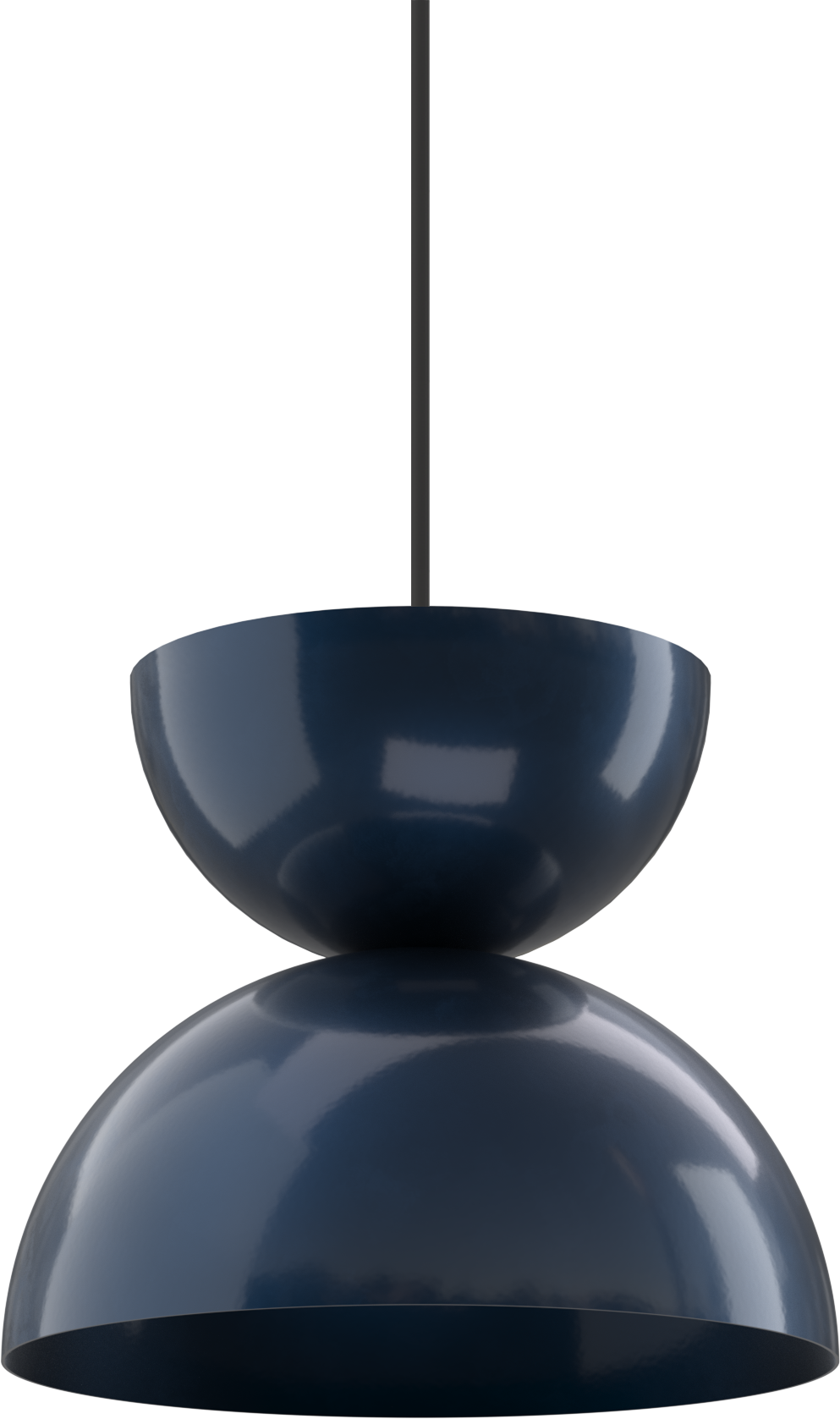 Sleek blue pendant light fixture with a modern design. Ideal for kitchens or hallways.