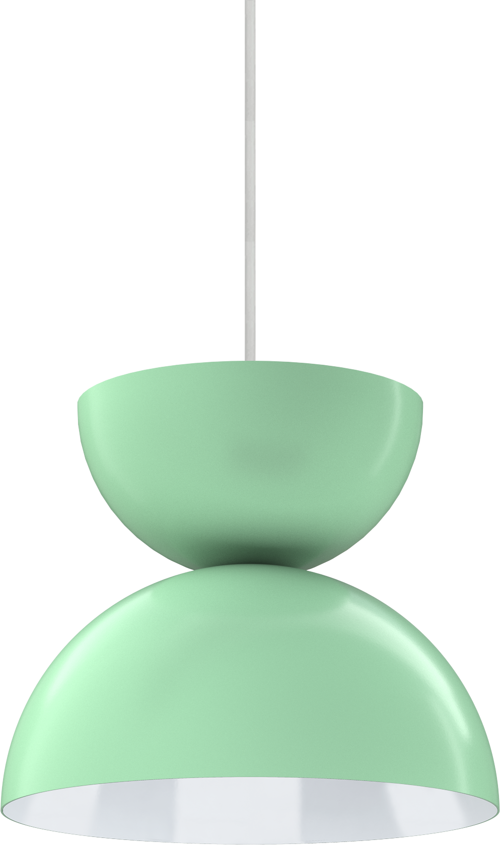 Modern green metal pendant light fixture with a sleek, minimalist design.