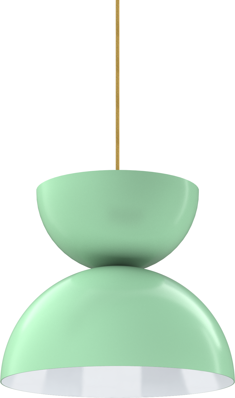 Mint green pendant light with a sleek design, perfect for modern kitchens or dining areas.