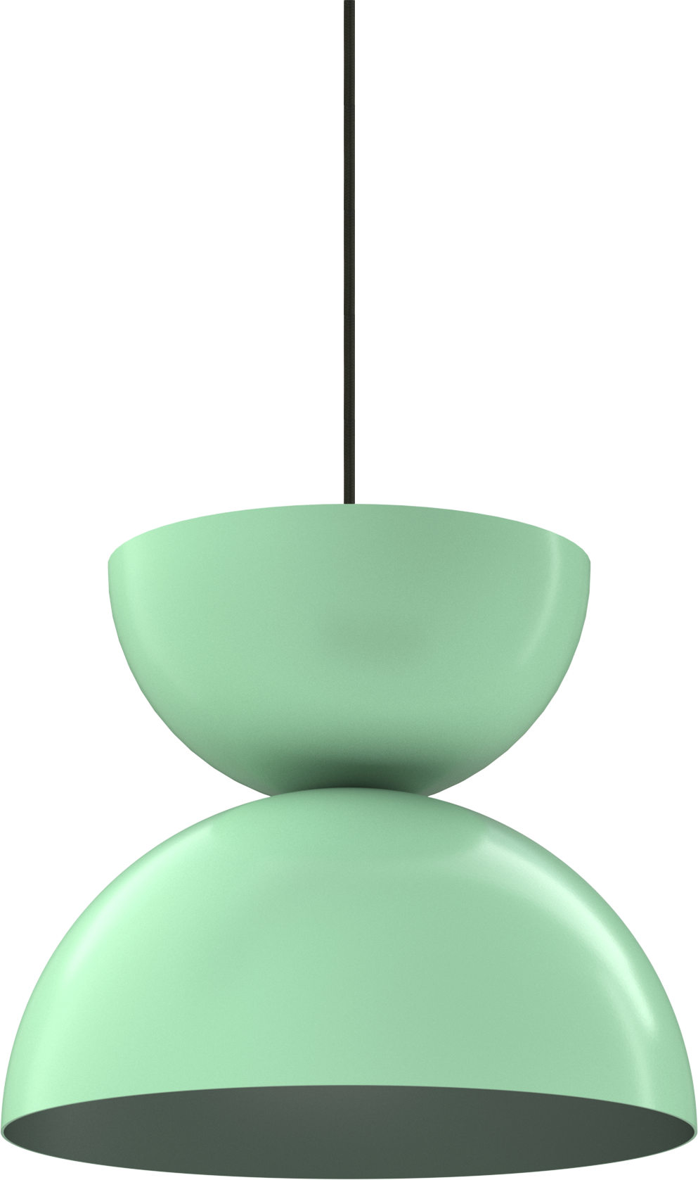 Modern green pendant light fixture with sleek design and matte finish, perfect for kitchen or dining areas.