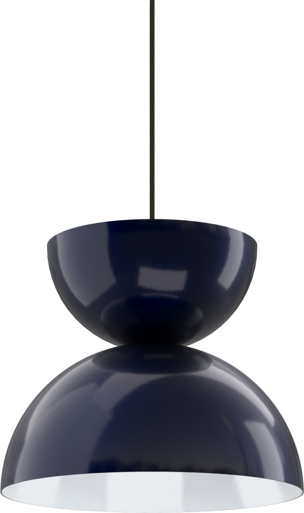A sleek, modern navy blue pendant light, perfect for kitchens or dining areas.