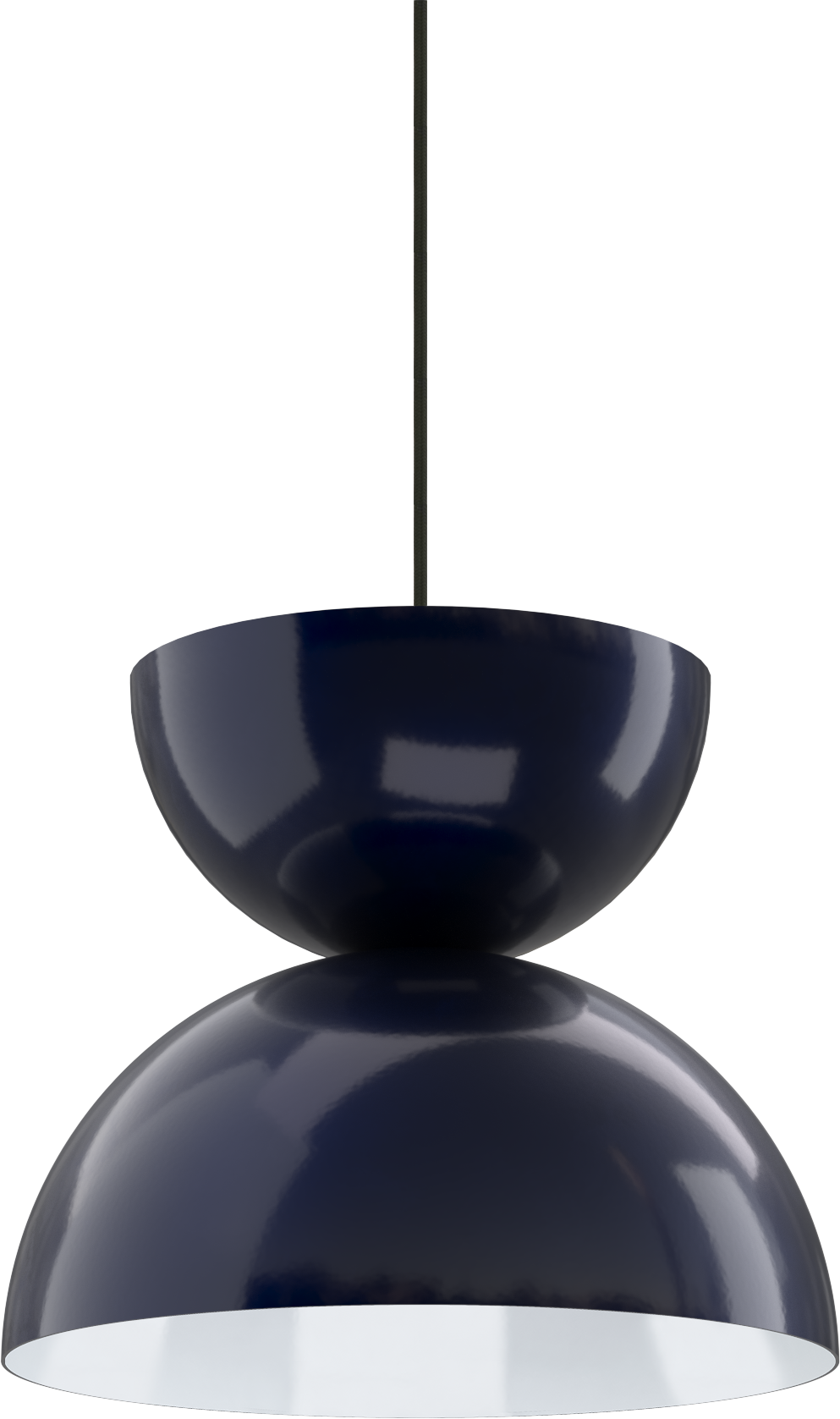 A sleek, modern navy blue pendant light, perfect for kitchens or dining areas.