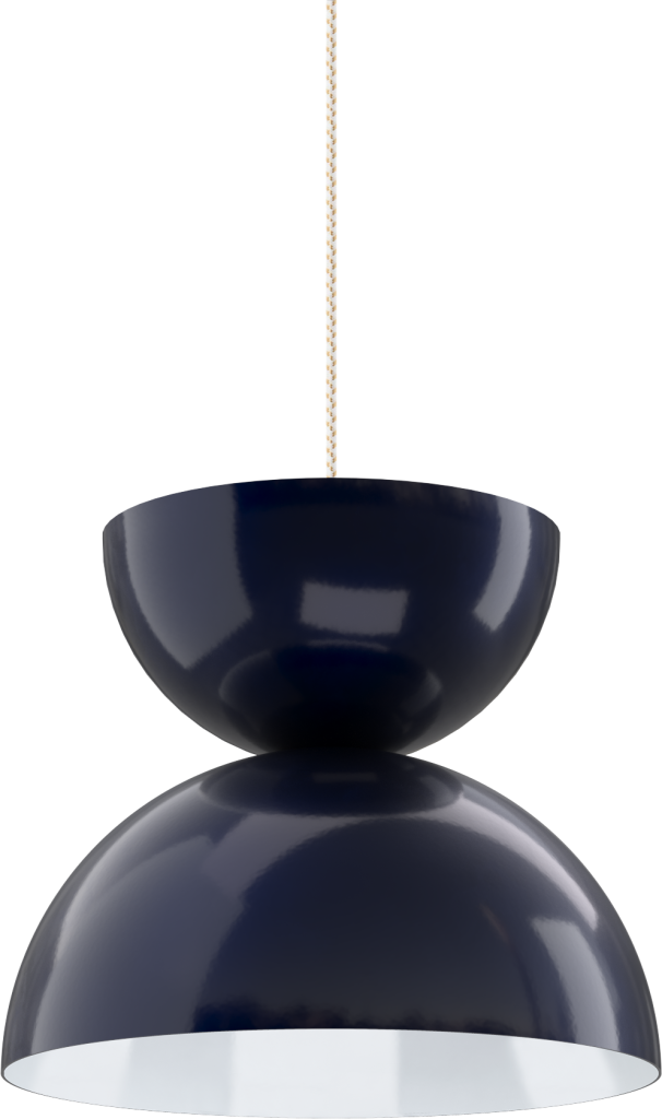 Sleek black metal pendant light with a modern design, perfect for dining rooms or kitchens.