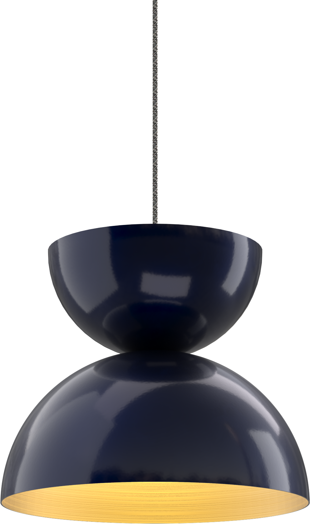 Modern navy pendant light with a sleek, glossy finish, perfect for stylish interior lighting.