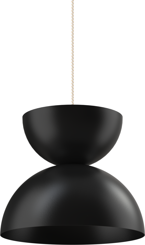 Sleek black metal pendant light fixture with a modern design, perfect for contemporary interiors.