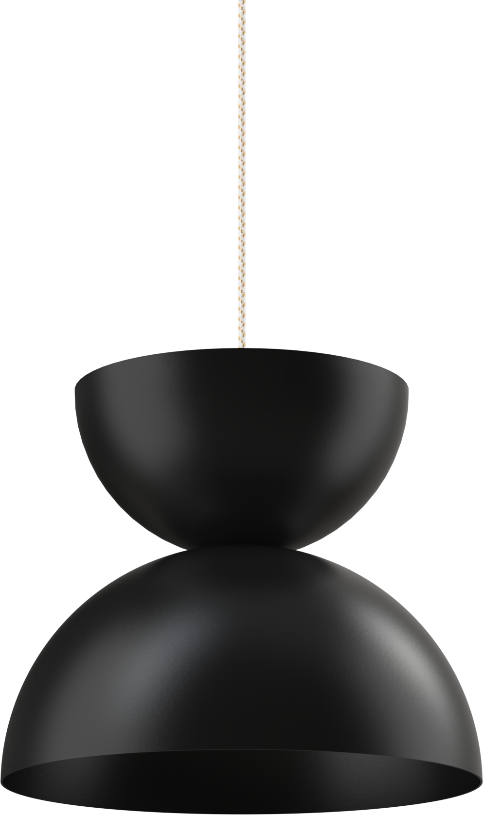 Sleek black metal pendant light fixture with a modern design, perfect for contemporary interiors.