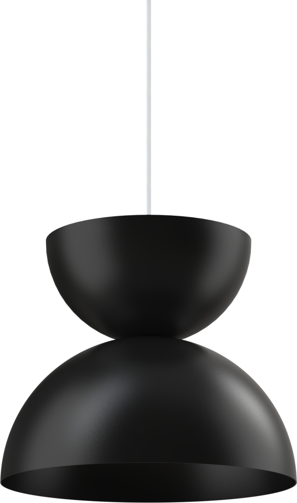 Sleek black pendant light fixture, ideal for modern kitchen or hall lighting with a minimalist design.