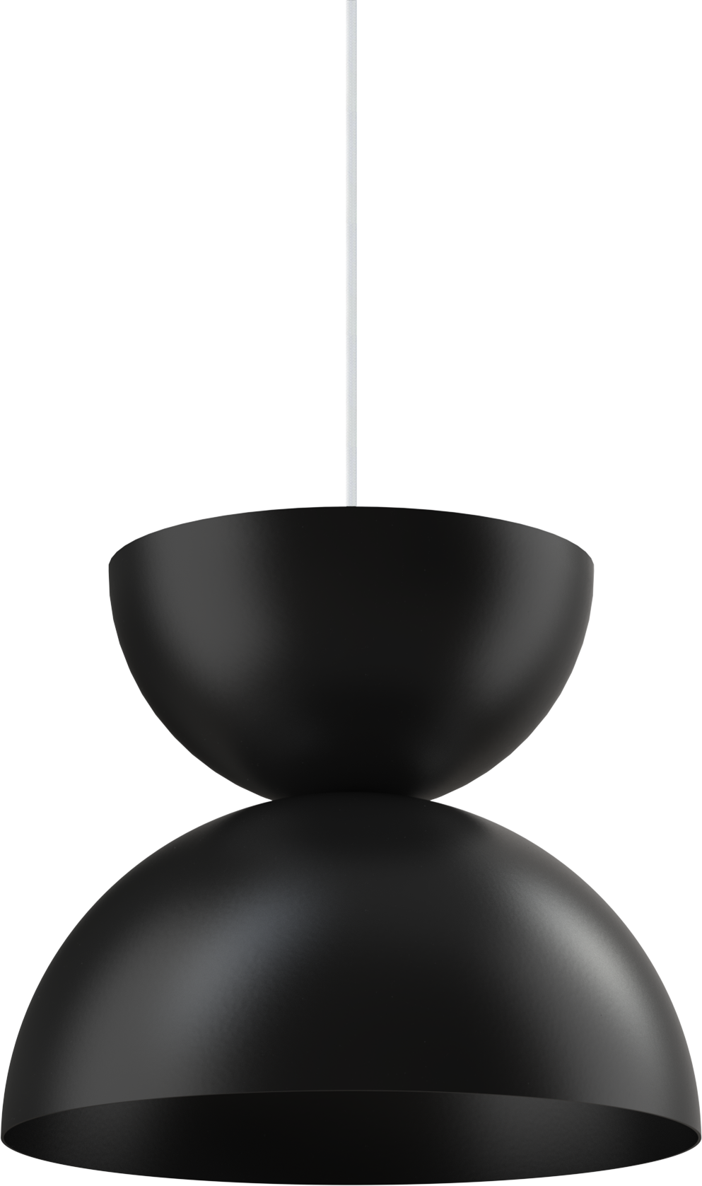 Sleek black pendant light fixture, ideal for modern kitchen or hall lighting with a minimalist design.