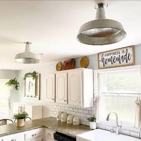 The Carson Galvanized Flush Mount Light 
