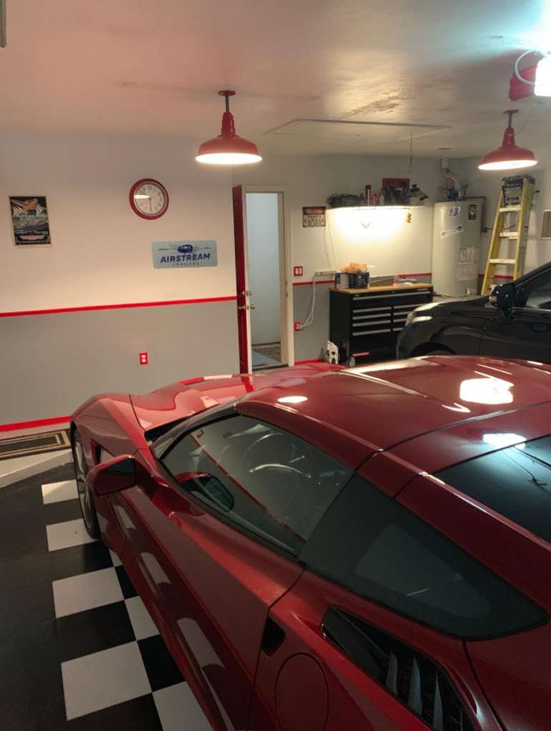 The Carson Red LED Garage Ceiling Light